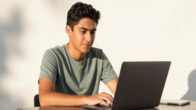 ACTUALIZAR DATOS: ¡Descubre cómo conseguir tu BECA! 7 Joven mestiza, laptop, tarde soleada y optimismo