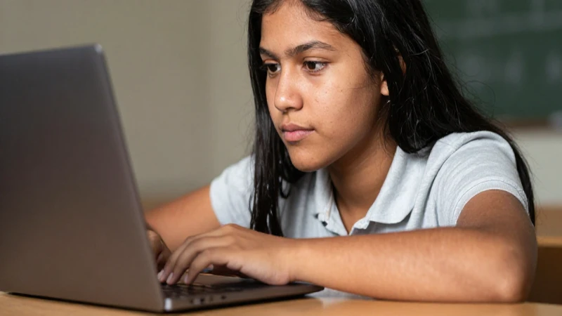 Becas Benito Juárez 2026: Cómo Obtener tu Cita Rápidamente 6 Estudiante mestiza, con piel bronceada y laptop