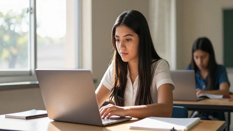 Estudiante mexicano estudia en ambiente luminoso