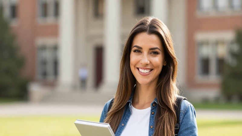 BECAS UNIVERSALES: Qué OFRECE Rita Cetina Gutiérrez 5 Mujer sonríe en campus con luz cálida