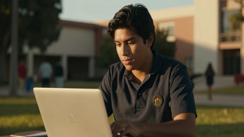 Beca Apoyo a la Manutención UNAM: Cómo OBTENERLA 8 Estudiante mestizo, laptop, luz dorada cálida