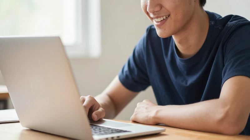Becas Benito Juárez: Descubre cuándo recibirás tu depósito 4 Estudiante sonriente, laptop, ambiente cálido y realista