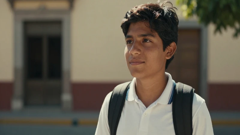 Estudiante mexicano, mirada esperanzadora bajo el sol