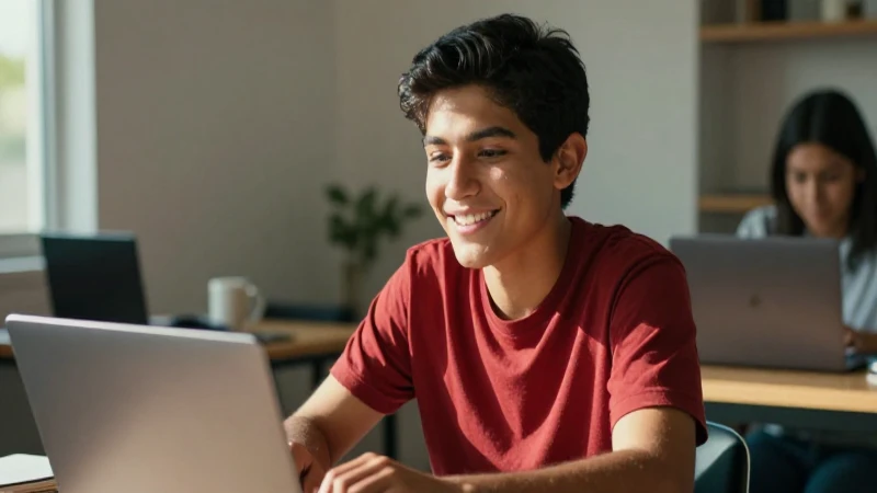 Joven estudiante mestizo en un ambiente cálido