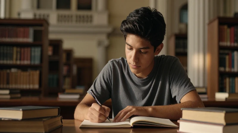 BECAS BENITO JUÁREZ: Descubre OFICINAS SECRETAS 2026 7 Estudiante mestizo estudia en una biblioteca clásica