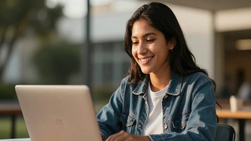 BECAS BENITO JUÁREZ: ¡Descubre la PREPA EN LÍNEA SEP! 4 Joven mestiza sonríe estudiando al sol