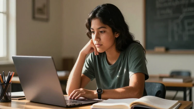 Estudiante mestizo estudia bajo luz cálida