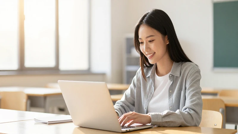Estudiante estudia bajo luz cálida y moderna