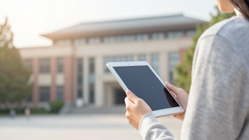 Buscador De Estatus 2026: Descubre Tu BECA AHORA 5 Estudiante con tablet en campus soleado