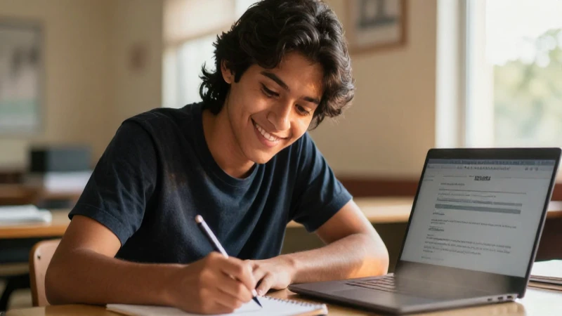 BECAS JÓVENES ESCRIBIENDO EL FUTURO 2026: CUÁNDO REGISTRARTE 4 Estudiante mestizo sonríe, estudiando al sol