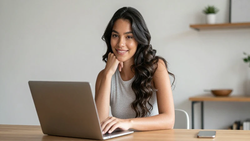 BECAS JÓVENES ESCRIBIENDO EL FUTURO 2026: CUÁNDO REGISTRARTE 6 Joven mexicana sonríe con laptop y luz cálida