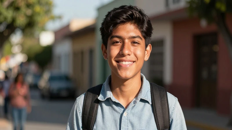 Joven mexicana sonríe bajo la luz cálida