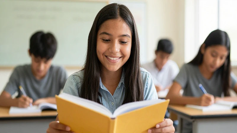 BUSCADOR DE ESCUELAS: DÓNDE ENCONTRAR BECAS 2026 5 Joven mestiza sonríe en un aula luminosa