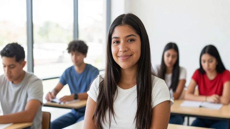 Escuelas 2026: Encuentra las Mejores Oportunidades para Ti 3 Estudiante mestiza, vibrante y optimista, en ambiente moderno