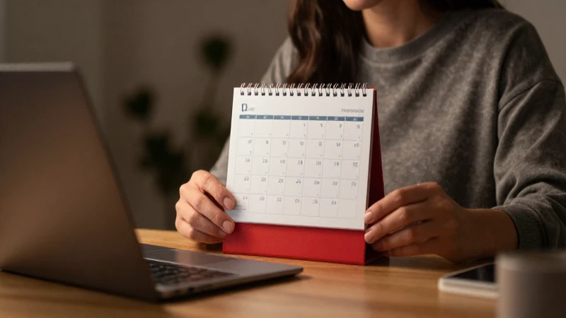 Calendario de Pagos Abril 2026: ¡Fechas Cruciales Reveladas! 2 Mujer con calendario y laptop iluminada cálidamente