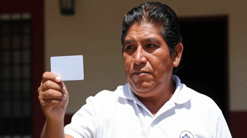 Mexicana, mestiza, sostiene una tarjeta bajo la luz