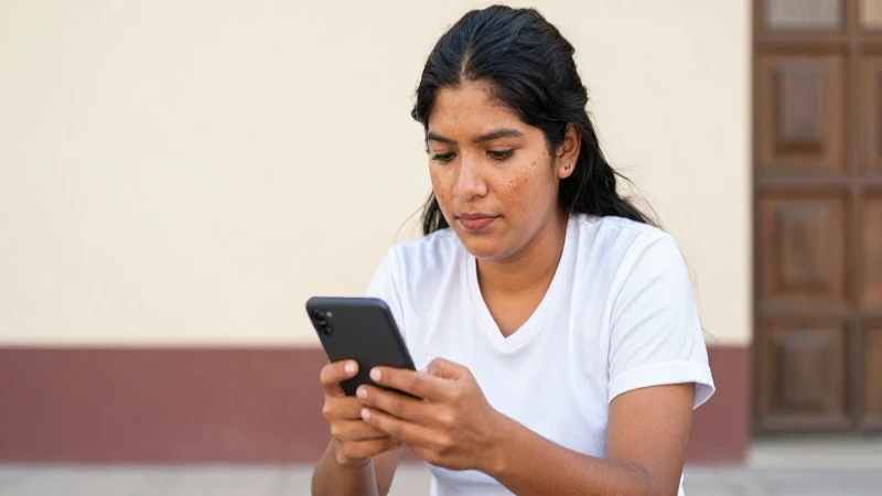 CAMBIAR NIP Tarjeta Bienestar: ¡DESCUBRE Cómo! 3 Joven mestiza usa un dispositivo al sol
