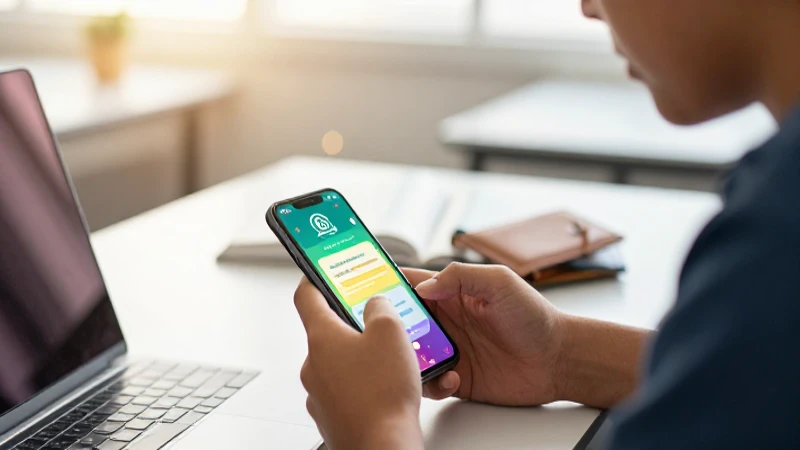 Estudiante revisa notificaciones en su teléfono