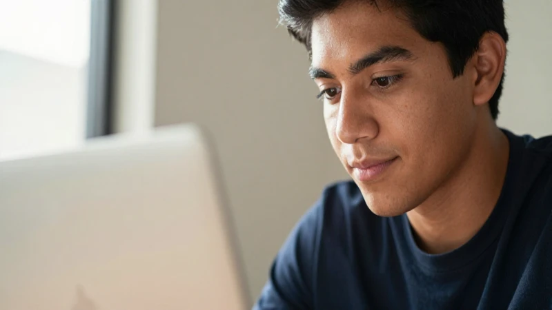 Consulta tu Beca Rita Cetina 2026: ¡Descubre tus Pagos! 10 Estudiante mestizo usa laptop, luz cálida y profesional