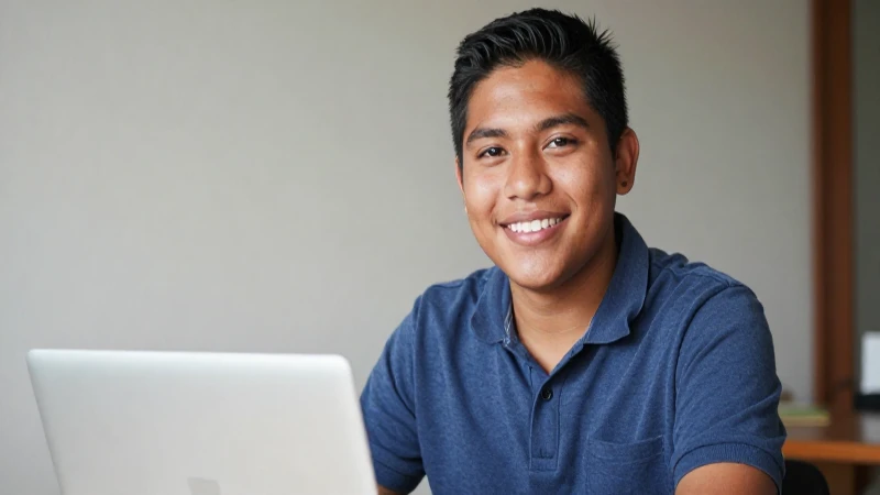 Consulta tu Beca Rita Cetina 2026: ¡Descubre tus Pagos! 4 Joven mexicano sonríe con laptop a la luz