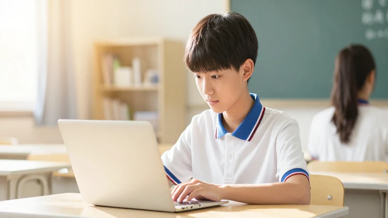 Consulta tu Beca Rita Cetina 2026: ¡Descubre tus Pagos! 9 Estudiante con laptop, luz cálida y nítida