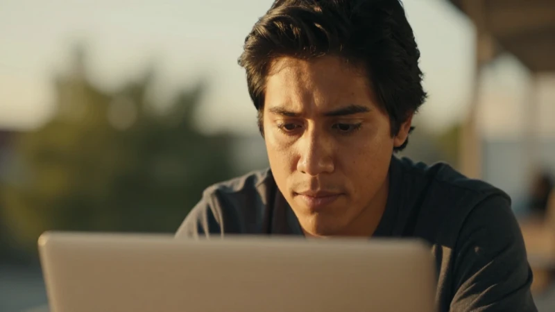 Joven mexicana, laptop, luz cálida y optimismo