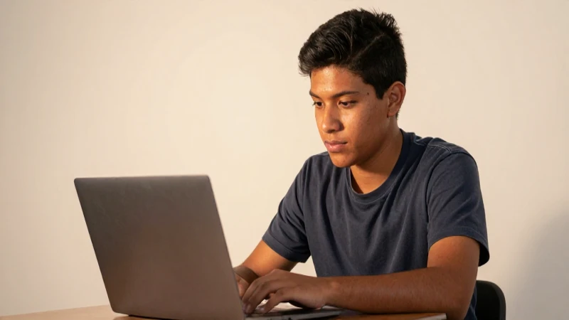 Joven mexicano estudiado, luz dorada y suave