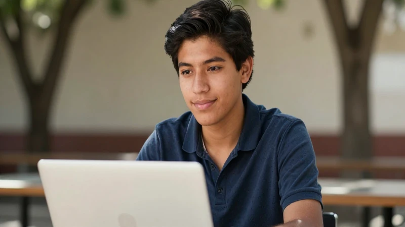 Entrega de TARJETAS: ¡JÓVENES Escribiendo el FUTURO! 5 Joven estudiante mestizo, radiante y optimista