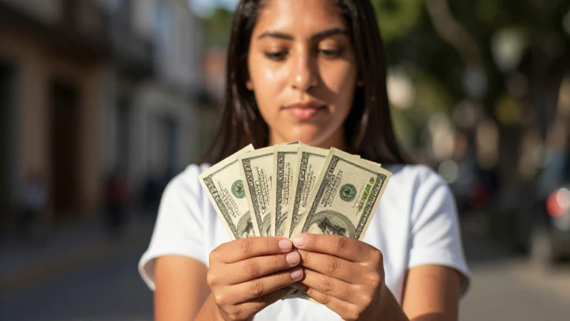 FECHAS BECAS RITA CETINA: ¡Descubre lo que VIENE! 5 Joven mestiza sostiene dinero bajo la luz cálida