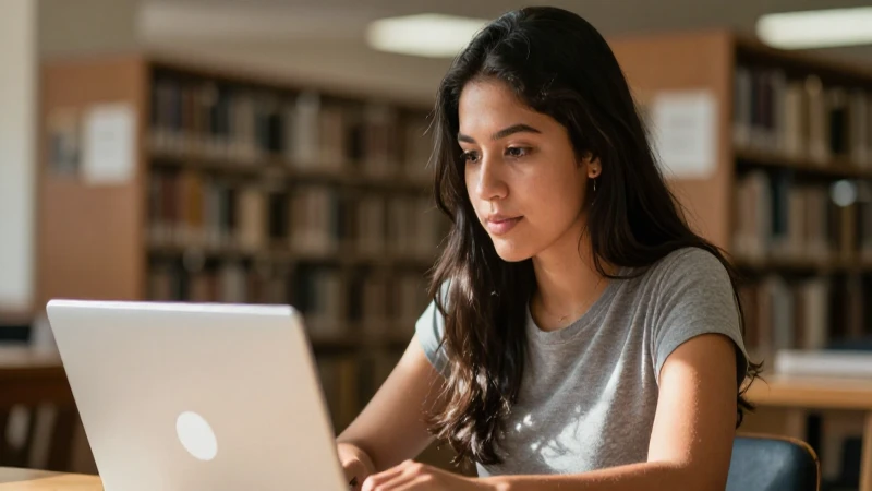 FECHAS BECAS RITA CETINA: ¡Descubre lo que VIENE! 3 Joven hispana estudia en una biblioteca acogedora
