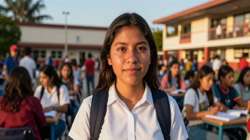 Jóvenes mestizos, ambiente escolar vibrante y luminoso
