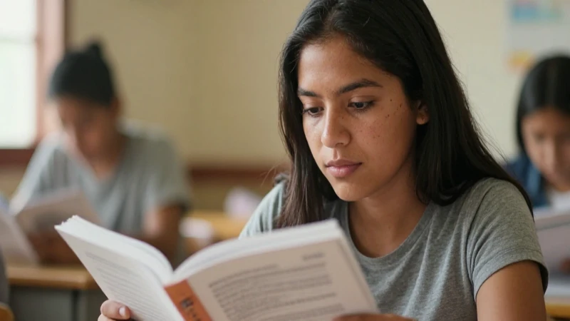 Joven mestiza estudia bajo luz cálida