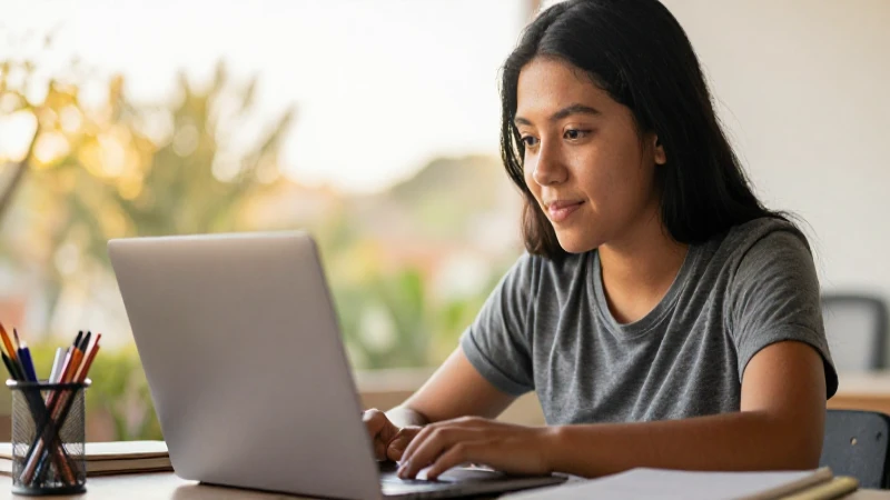 Joven mestiza estudia al aire libre, cálida luz
