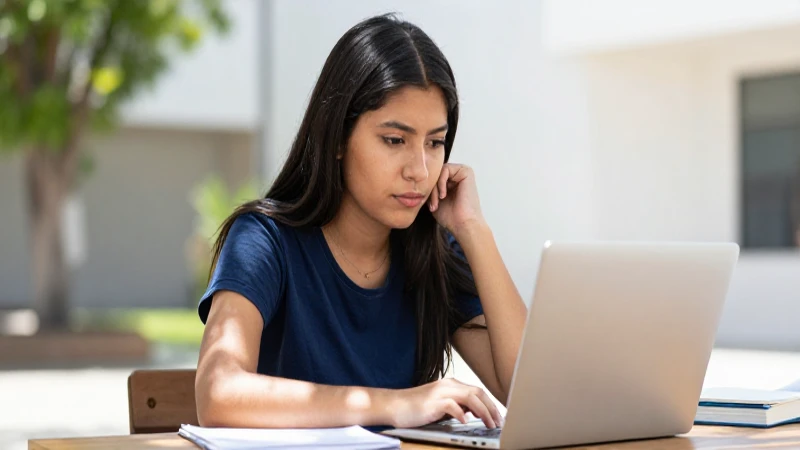 Joven mestiza estudia bajo luz solar brillante